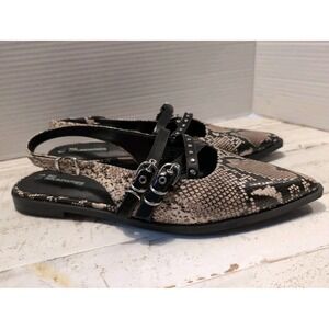 No Boundaries Womens Snake Print Slingback Pointed Toe Flats Size 10 Memory Foam